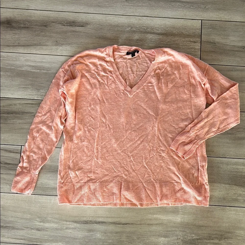 Eileen Fisher Petite organic linen pink knit sweater size PP XS